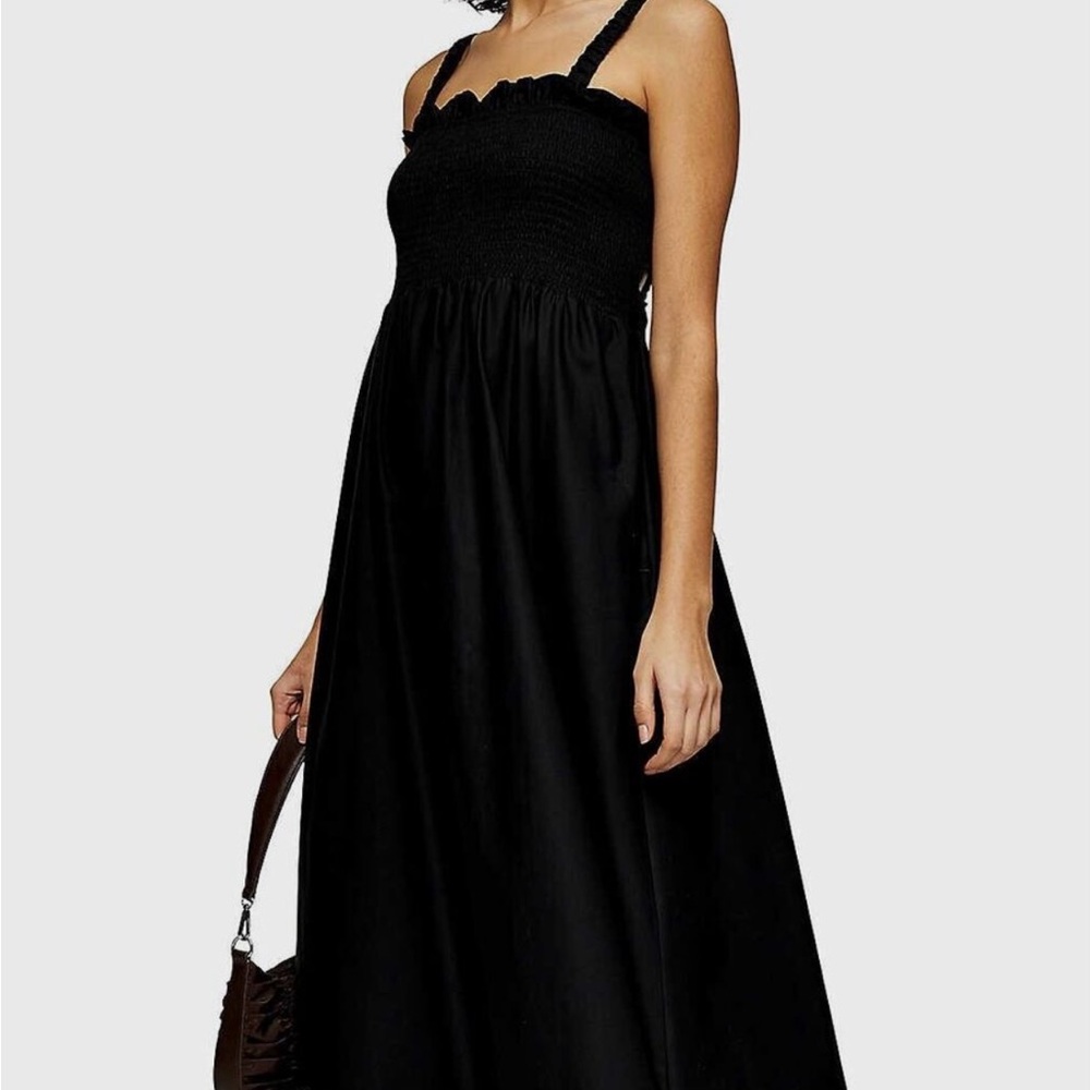 Nordstrom Topshop Shirred/Smocked Cotton Poplin Midi Dress